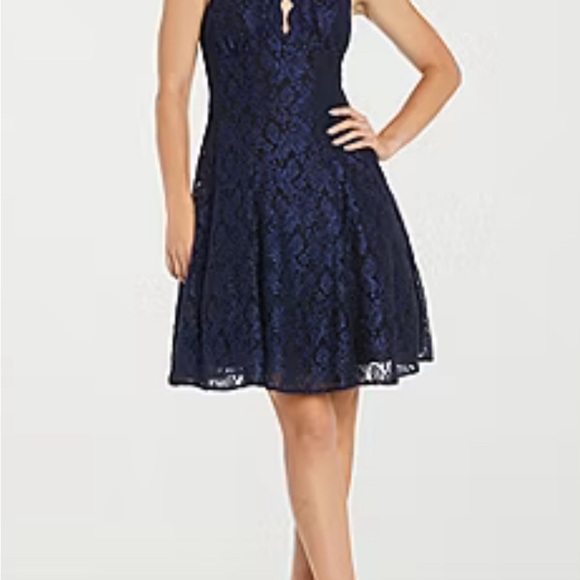 R & M Richards Lace Womens Sleeveless Scalloped Fit + Flare Dress - Picture 1 of 6